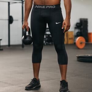 Nike Pro Dri-Fit Mens Black Tight Fit Elastic Waist Training Pants Sz M Fitness